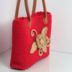 BORSA CON FIORE CROCHET APPLICATO - SWAN