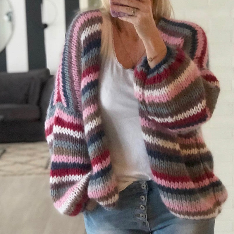 CARDIGAN CON RIGHE MULTICOLOR - DOLCE MOHAIR