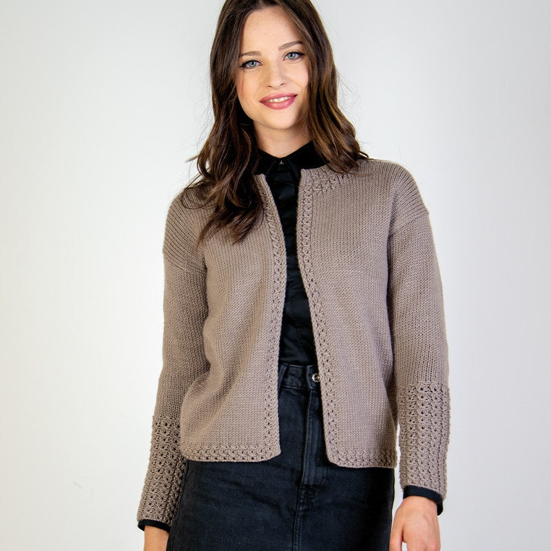 GIACCA CON BORDI A PUNTO TRECCINE - CASHMIRETTE GOLD