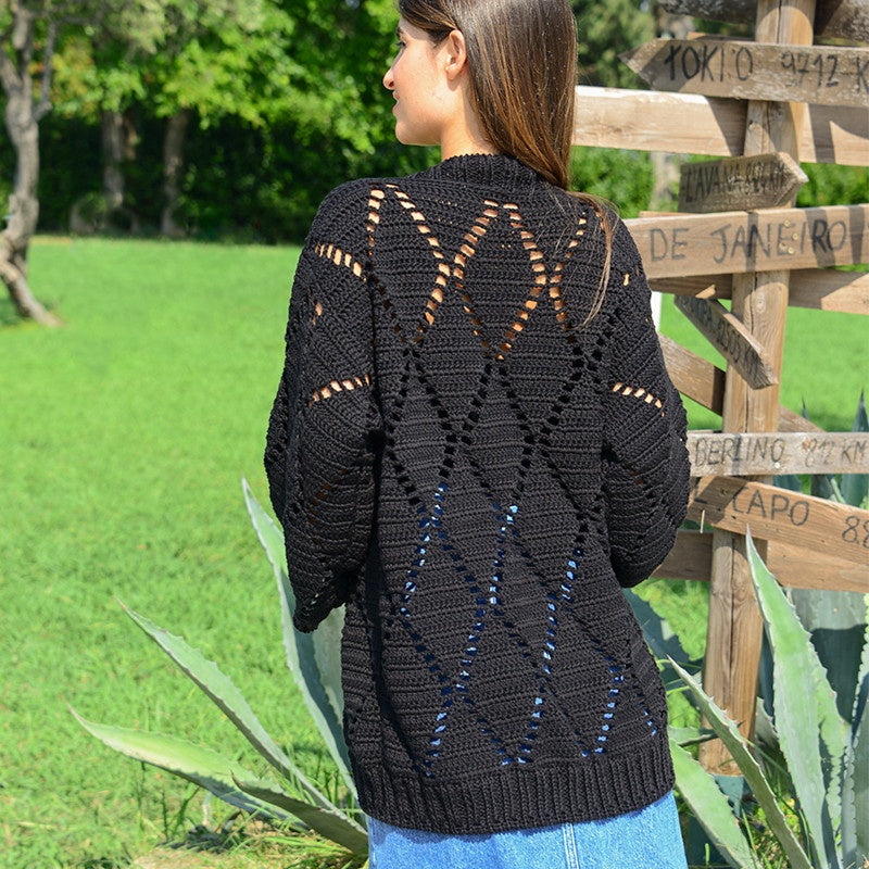 CARDIGAN A ROMBI - BASIC COTTON PLUS