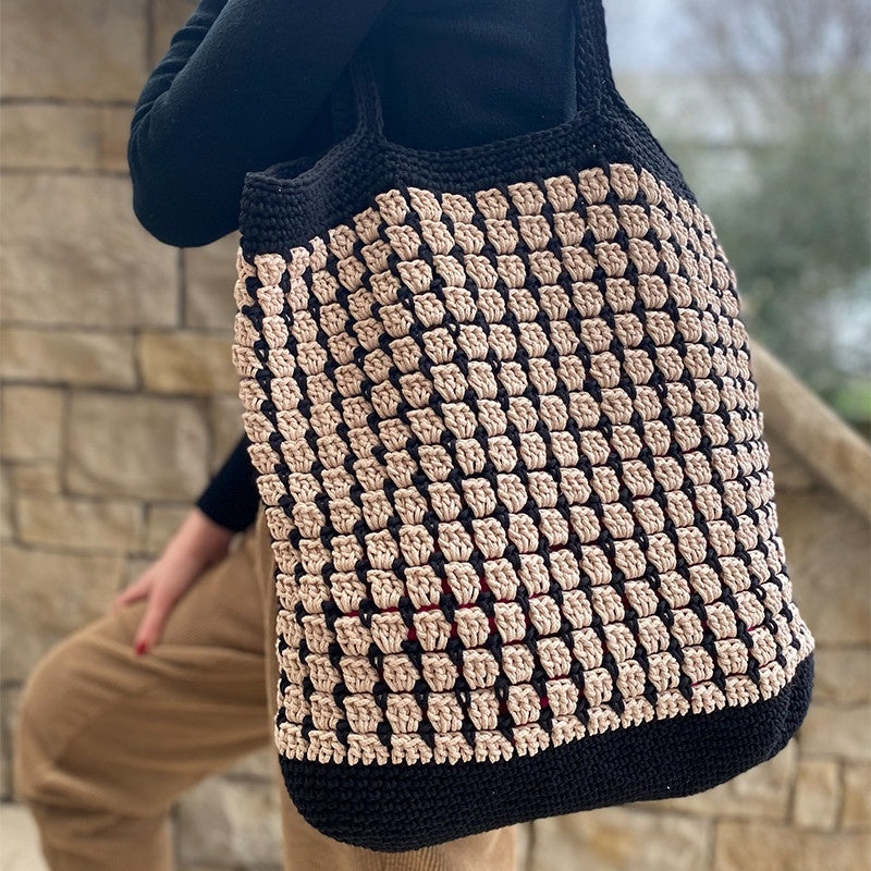 Borsa bicolor all'uncinetto in Cordoncino – schema PDF