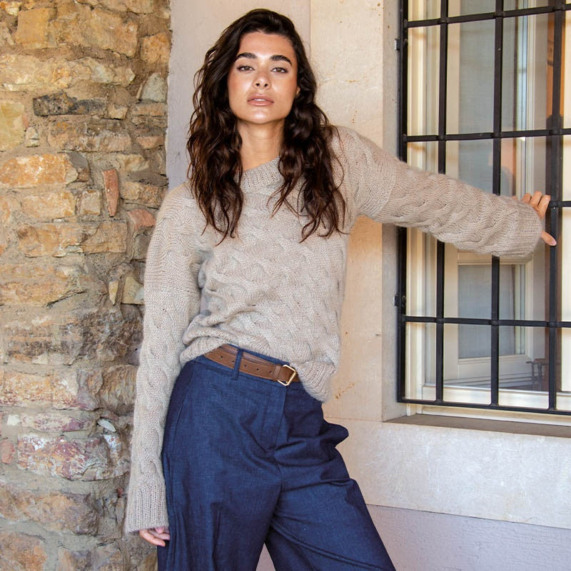 MAGLIONE CON TRECCE SFALSATE - DOLCE MOHAIR