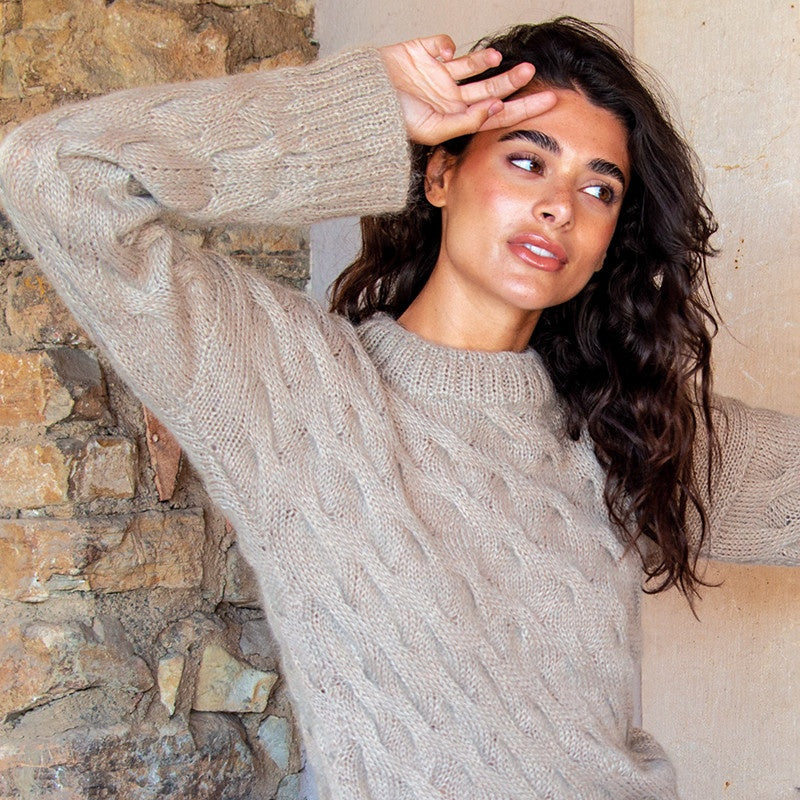 MAGLIONE CON TRECCE SFALSATE - DOLCE MOHAIR
