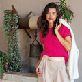 MAGLIA A COSTE CON MANICHE CORTE - TOP WOOL