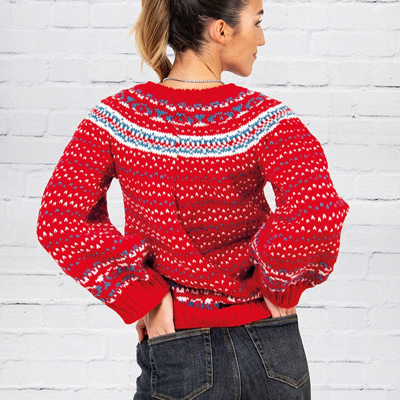 Maglione jacquard natalizio ai ferri in Merinos Aran 100, foto 3