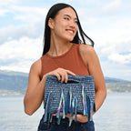 BORSA CON FRANGE IRIDESCENTE ALL'UNCINETTO - PERLA