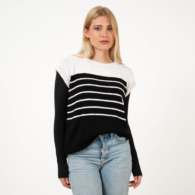GILET A RIGHE - MERINO FRESH