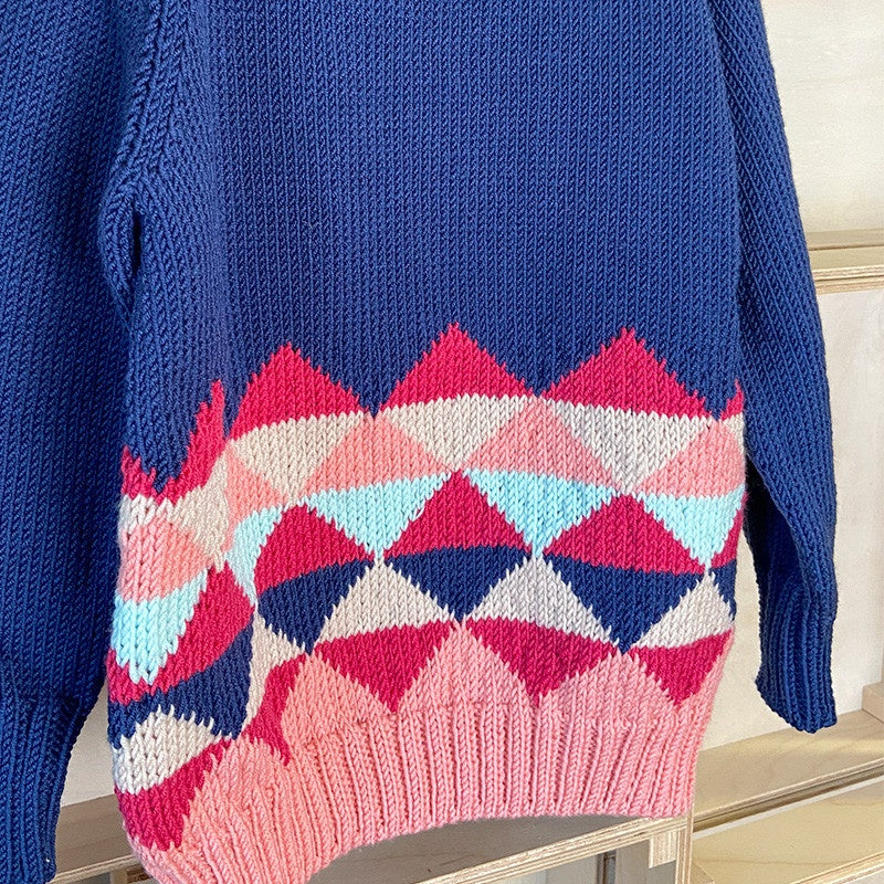 MAGLIA JACQUARD CON MOTIVO A TRIANGOLI BAMBINO - SUPERWOOL