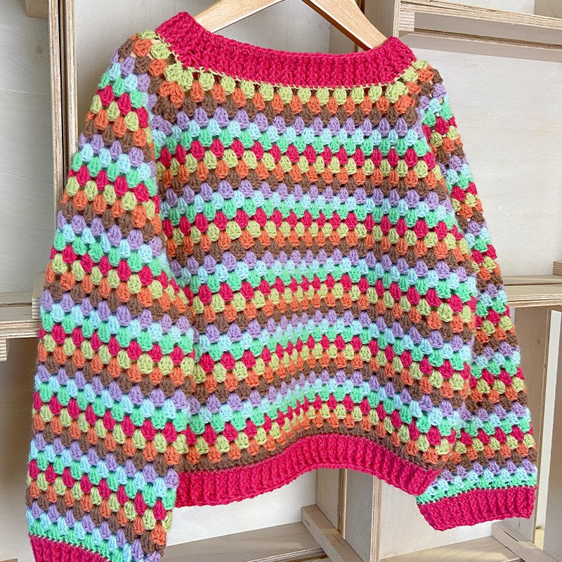 Maglia granny bambina all'uncinetto in Merinos Extra, foto 2