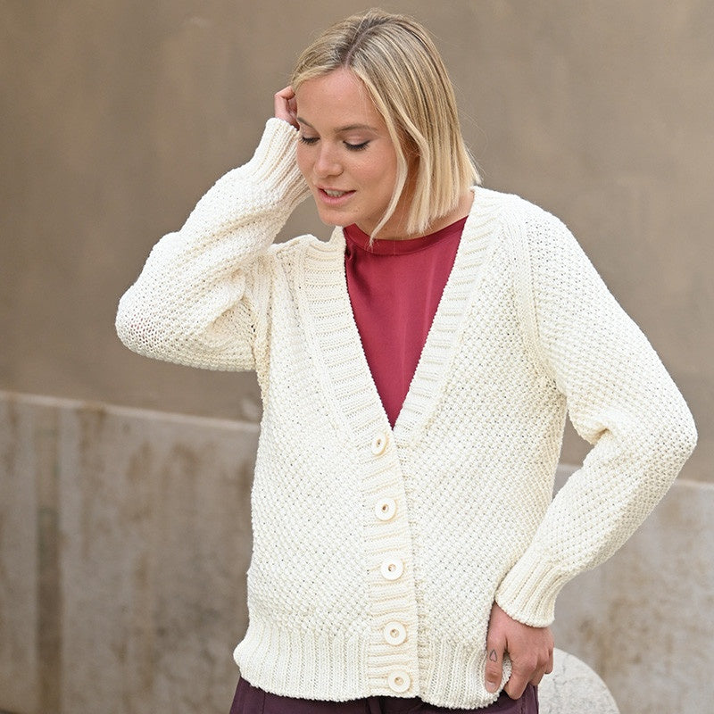 CARDIGAN A GRANA DI RISO DOPPIA - SUPER OTTO