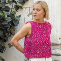 CANOTTA TRAFORATA - COTONE MELANGE E GLITTER