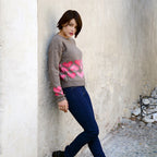 Pull jacquard con cuori ai ferri in Merinos Extra, foto 3